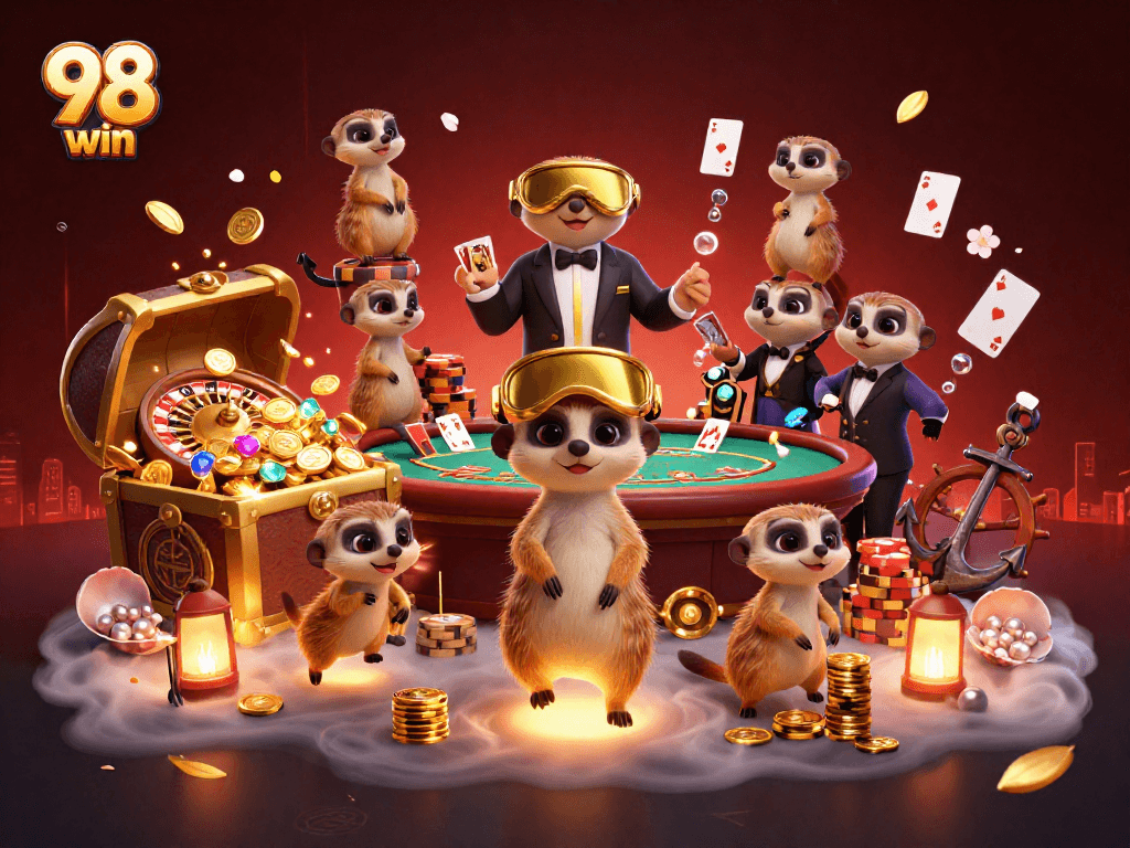 Experience thrilling gameplay at 98 win with meerkats running a vibrant casino operation.