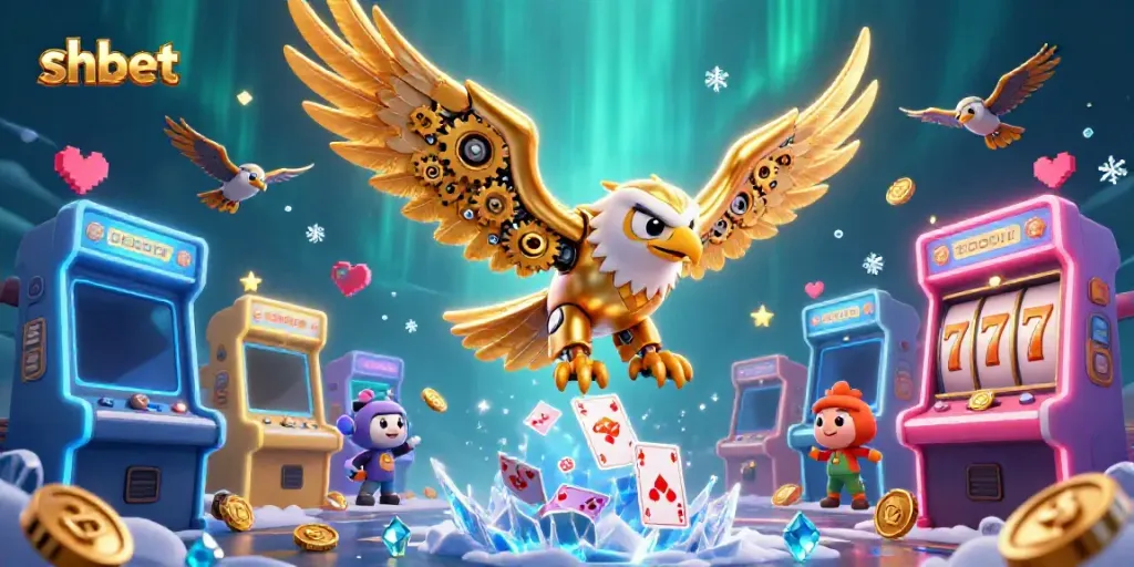 Experience thrilling gameplay with shbet featuring a golden eagle in an action-packed casino scene filled with colorful game elements.