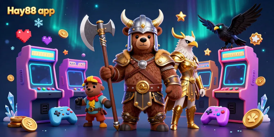 Experience exciting gameplay with Hay88 app featuring unique casino elements in a vibrant 3D illustration.
